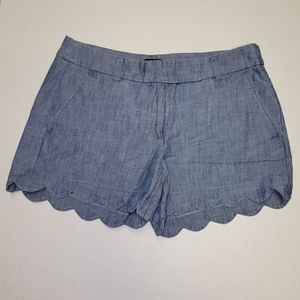 #7008 J Crew Blue Scalloped Shorts